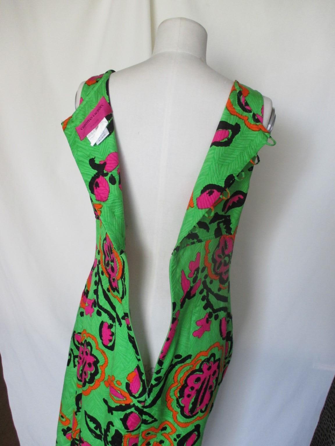 Christian Lacroix  Florales apfelgrünes Cocktail-Sommerkleid 3