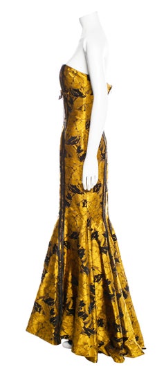 Christian Lacroix Floral Brocade Corseted Evening Gown