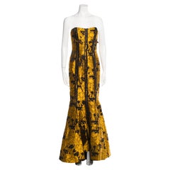 Used Christian Lacroix Floral Brocade Corseted Evening Gown