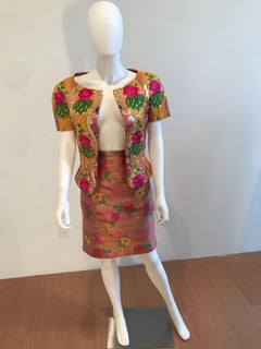 Christian Lacroix Floral Embroidered & Embellished Jacket & Skirt Ensemble