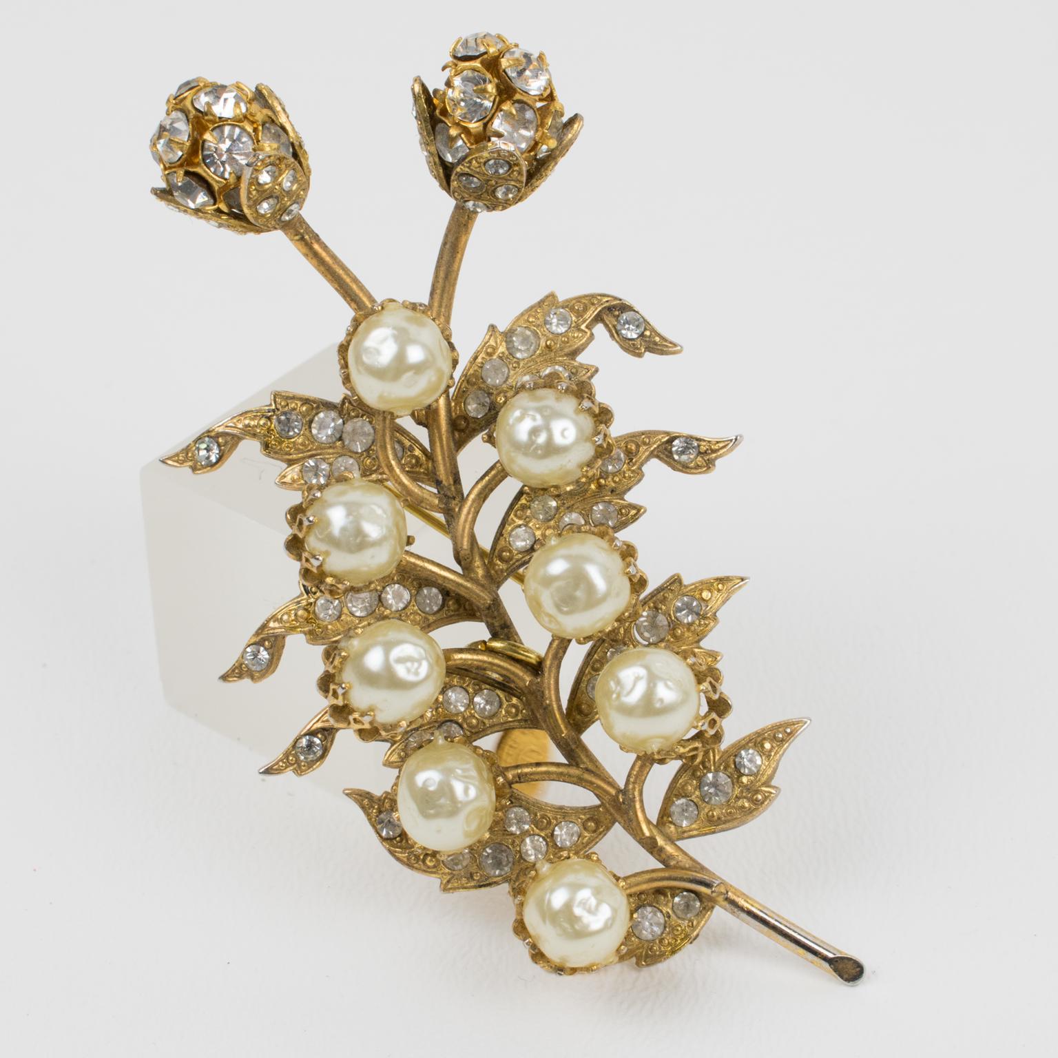 Spilla Jewell floreale con perle e cristalli di Christian Lacroix in vendita 2