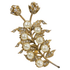 Christian Lacroix Broche joya floral con perla y cristal