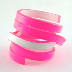 CHRISTIAN LACROIX Fluorescent Space Age Futuristic Plexiglas Wide Cuff Bracelet