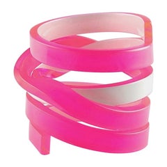 CHRISTIAN LACROIX Fluorescent Space Age Futuristic Plexiglas Wide Cuff Bracelet