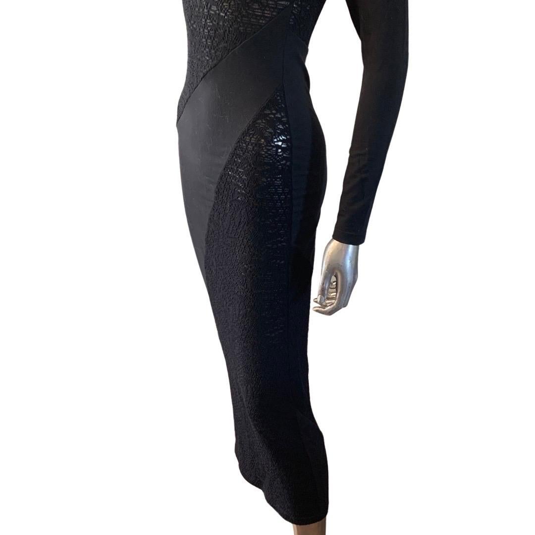 Christian Lacroix for Bazar Black Strech Lace & Knit Long Dress, Paris Size 4 5