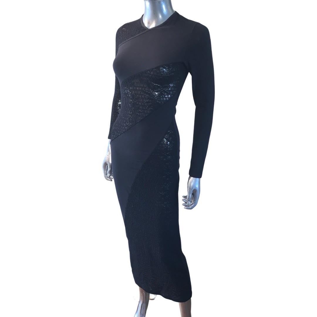 Christian Lacroix for Bazar Black Strech Lace & Knit Long Dress, Paris Size 4 2