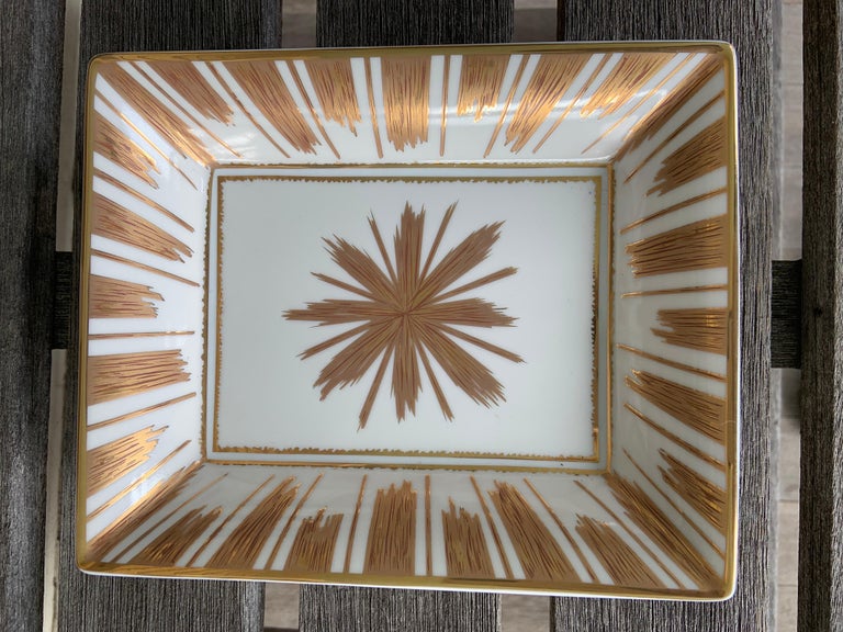 Christian Lacroix for Christofle Gold Starburst Decorated Tray For Sale