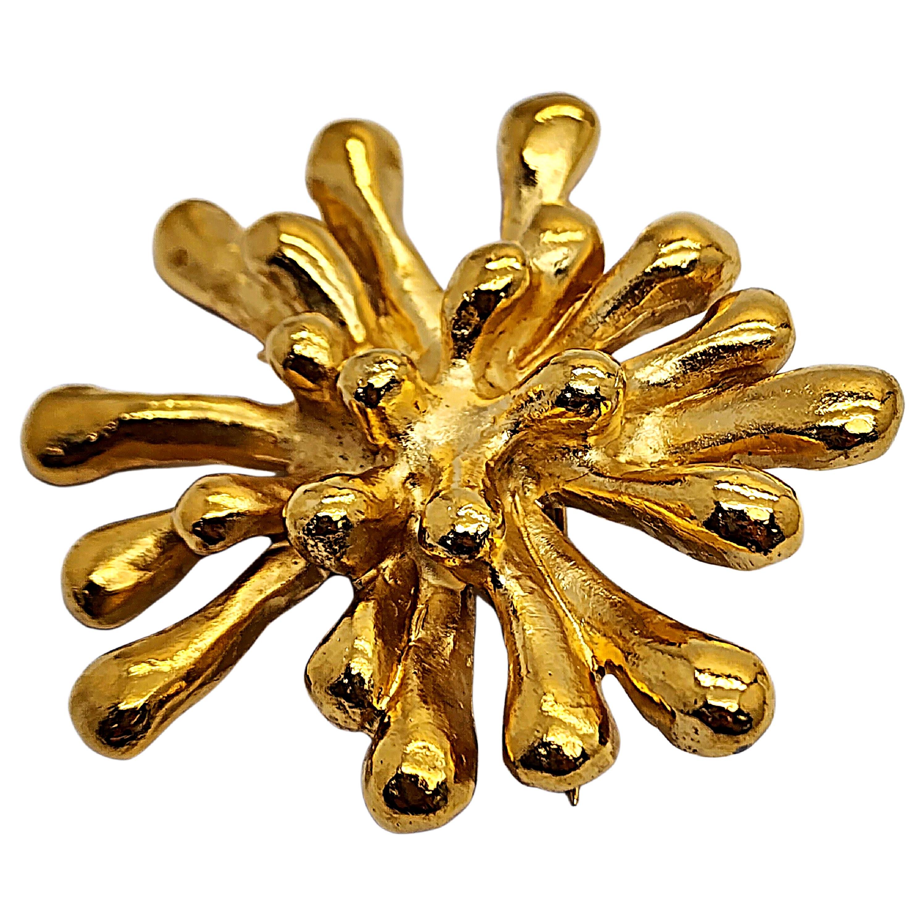 Christian LaCroix France Gold Tone Splash Spatter Pin Brooch #14848 For Sale 1