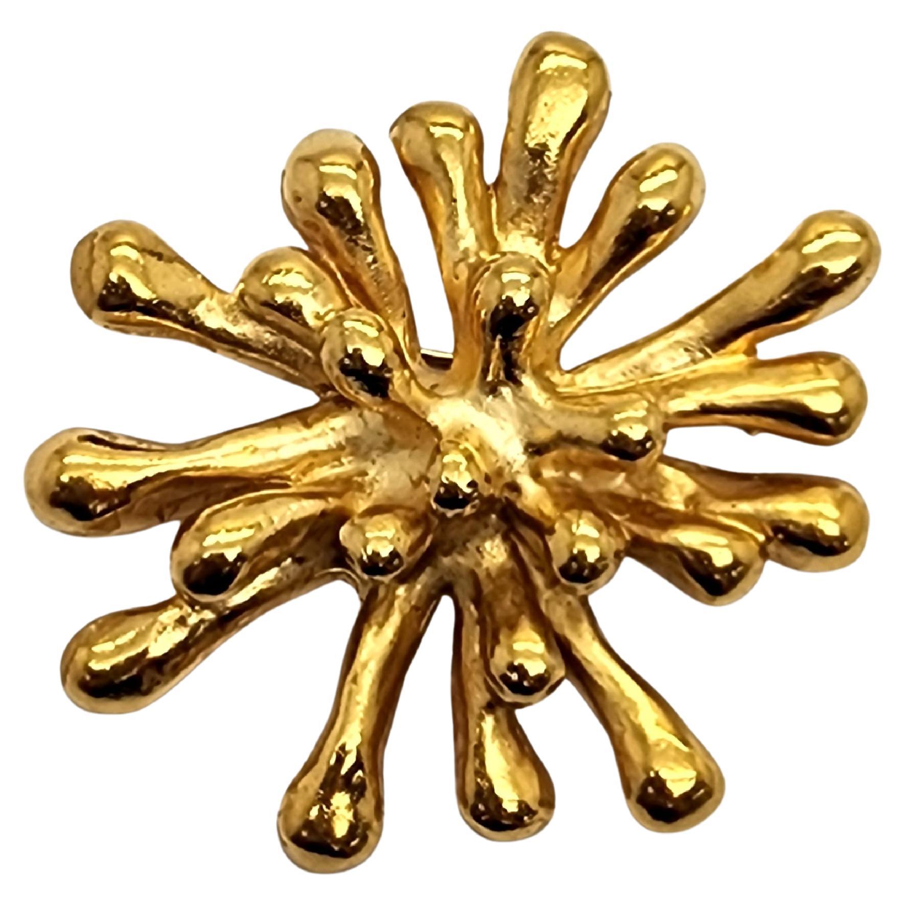Christian LaCroix France Gold Tone Splash Spatter Pin Brooch #14848 For Sale