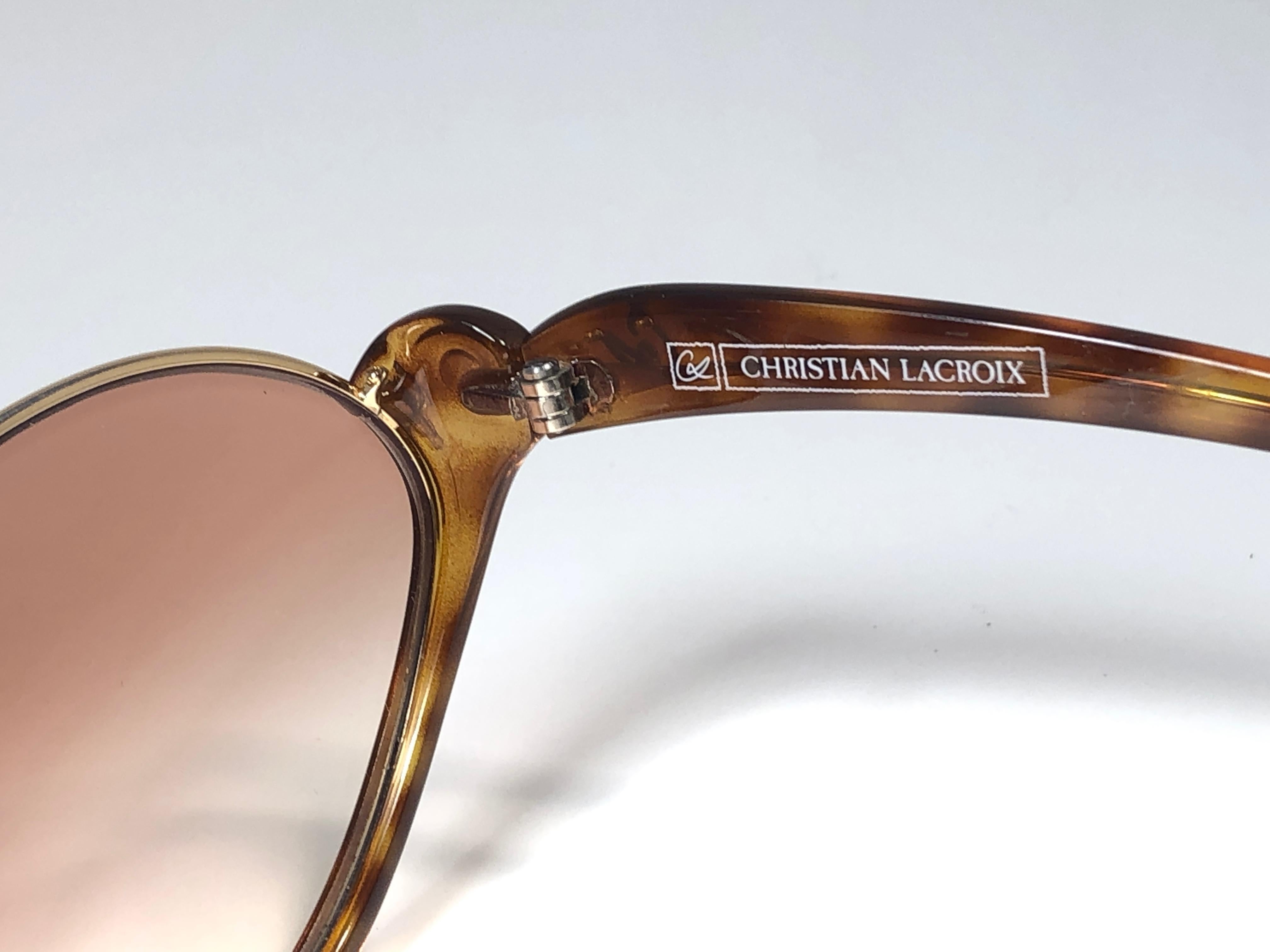 Christian Lacroix France Vintage Tortoise and Gold Sunglasses, 1980  In New Condition In Baleares, Baleares