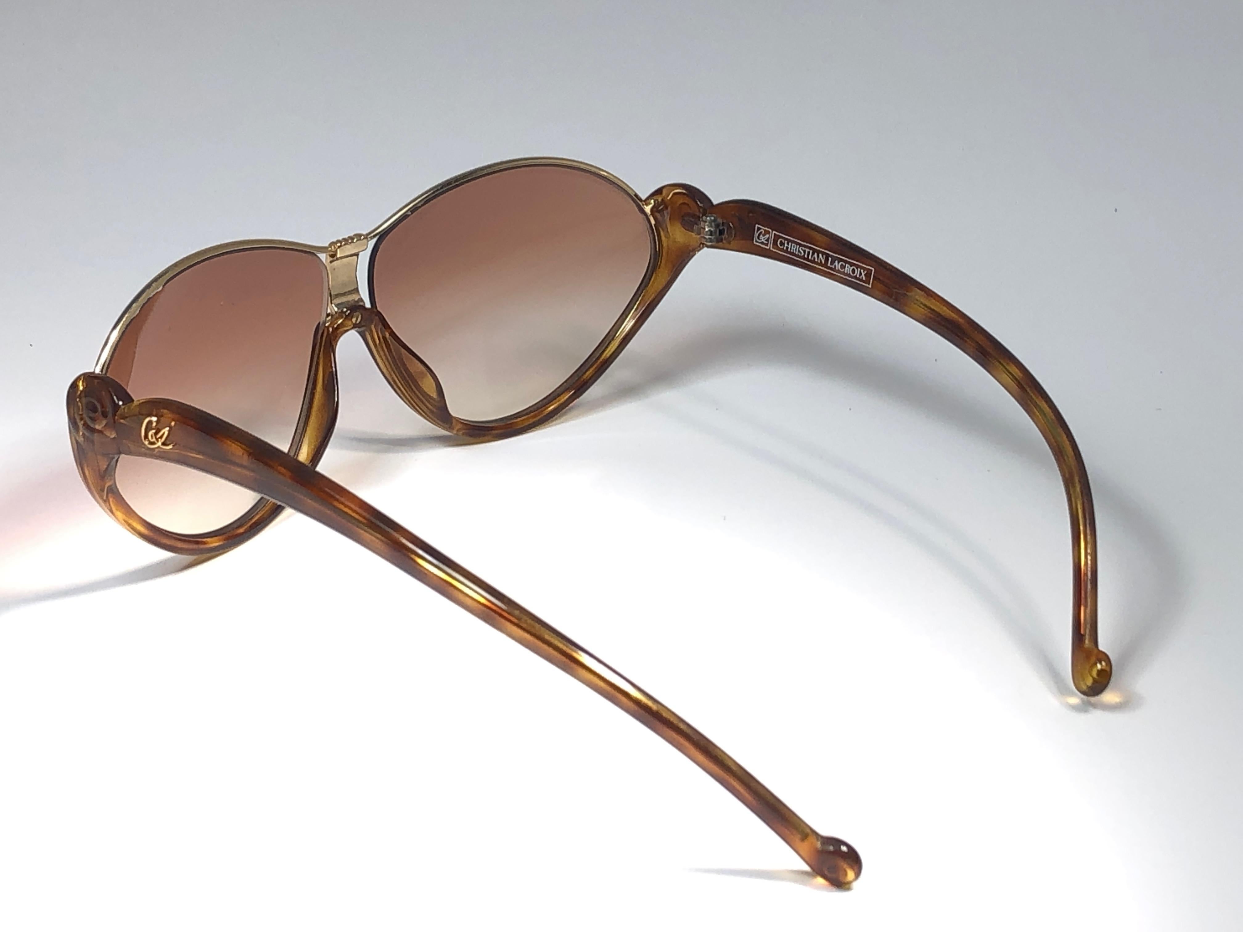 Christian Lacroix France Vintage Tortoise and Gold Sunglasses, 1980  2