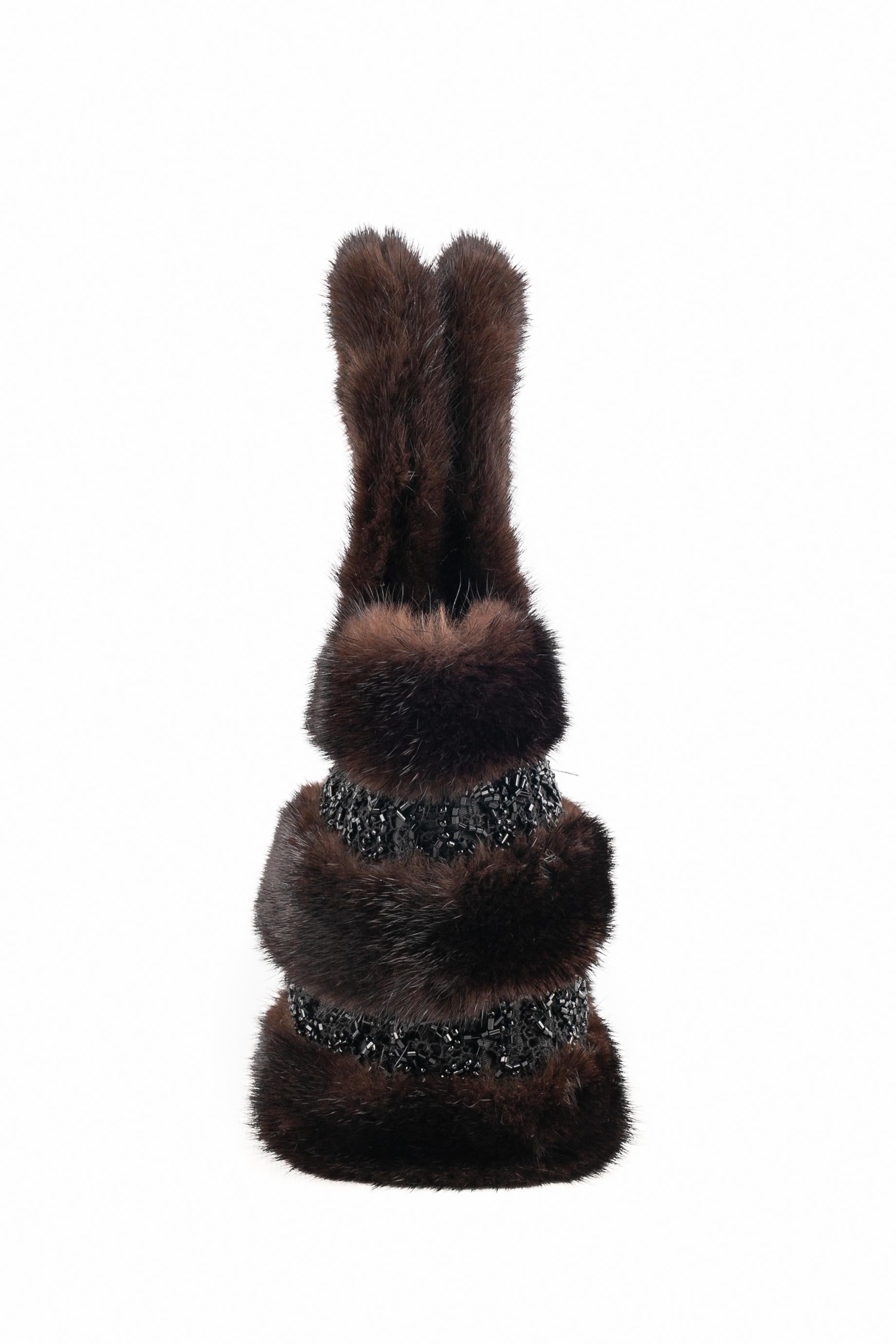 Black Christian Lacroix fur bag For Sale