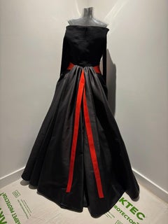 Christian LaCroix FW 1997 Haute Couture Black and Orange of the Shoulder Gown