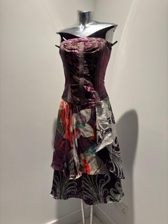Christian LaCroix FW 2002 Purple Patterned Corset Dress