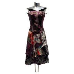 Christian LaCroix FW 2002 Purple Patterned Corset Dress