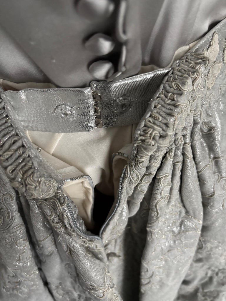 Christian Lacroix Haute Couture FW 1996 Silver Brocade Ball Gown