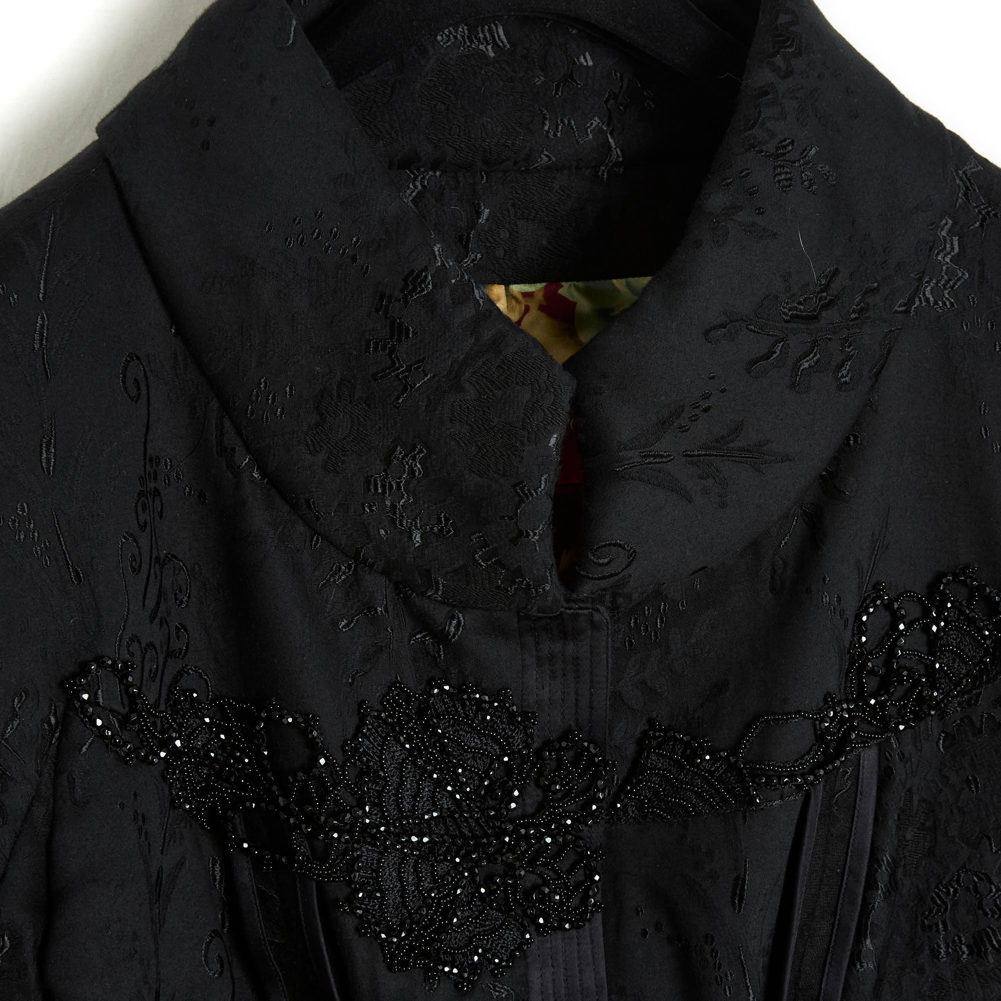 Nero Christian Lacroix FW2006 Veste FR40 Precious Damascus Black Jacket UK12 US10 in vendita