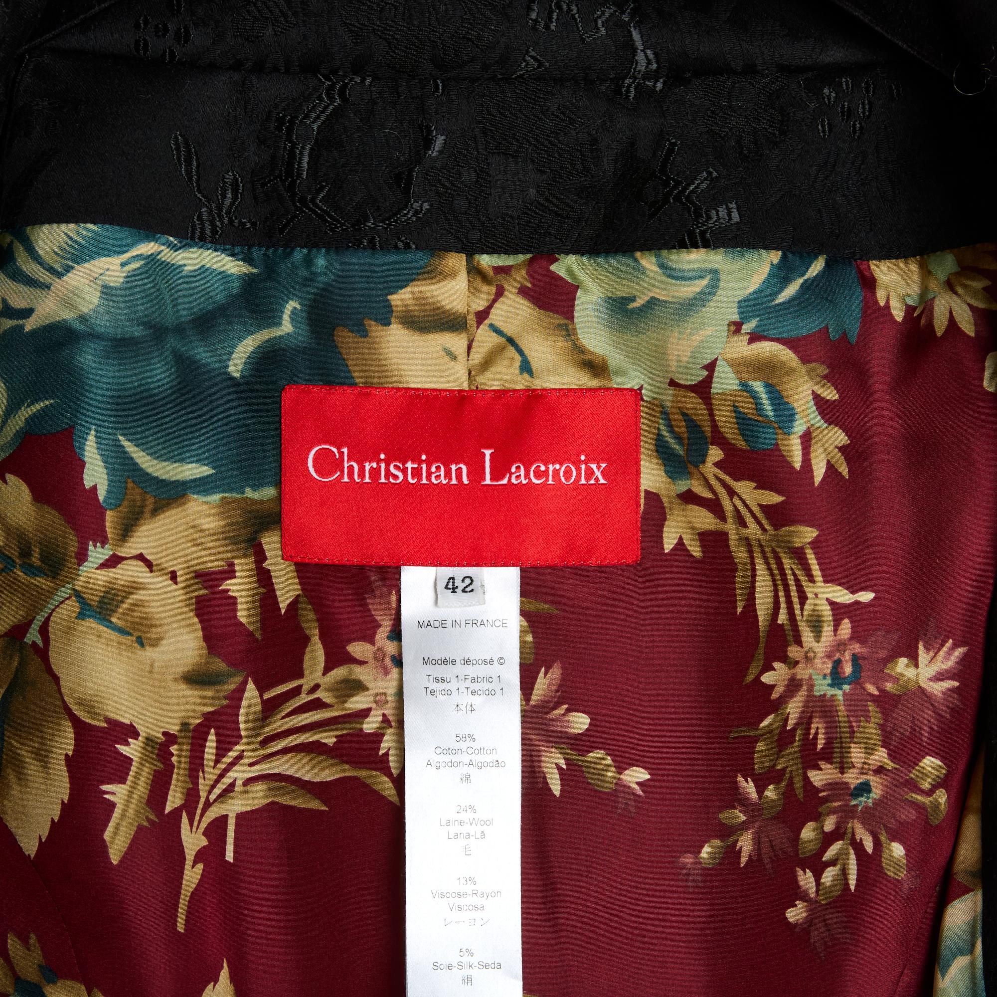 Christian Lacroix FW2006 Veste FR40 Precious Damascus Black Jacket UK12 US10 in vendita 2