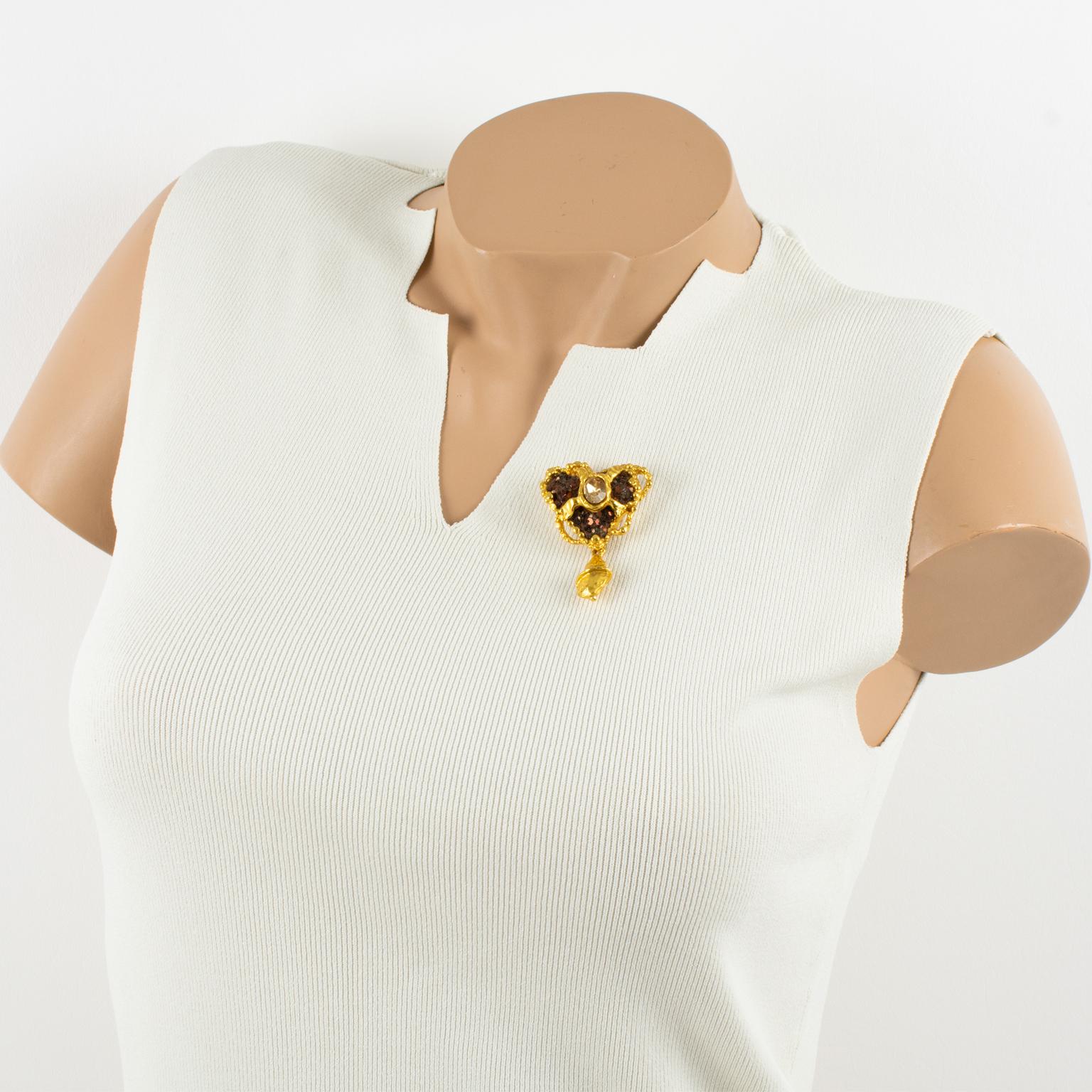 Spilla a cuore dorata e Jewell di Christian Lacroix in vendita 5