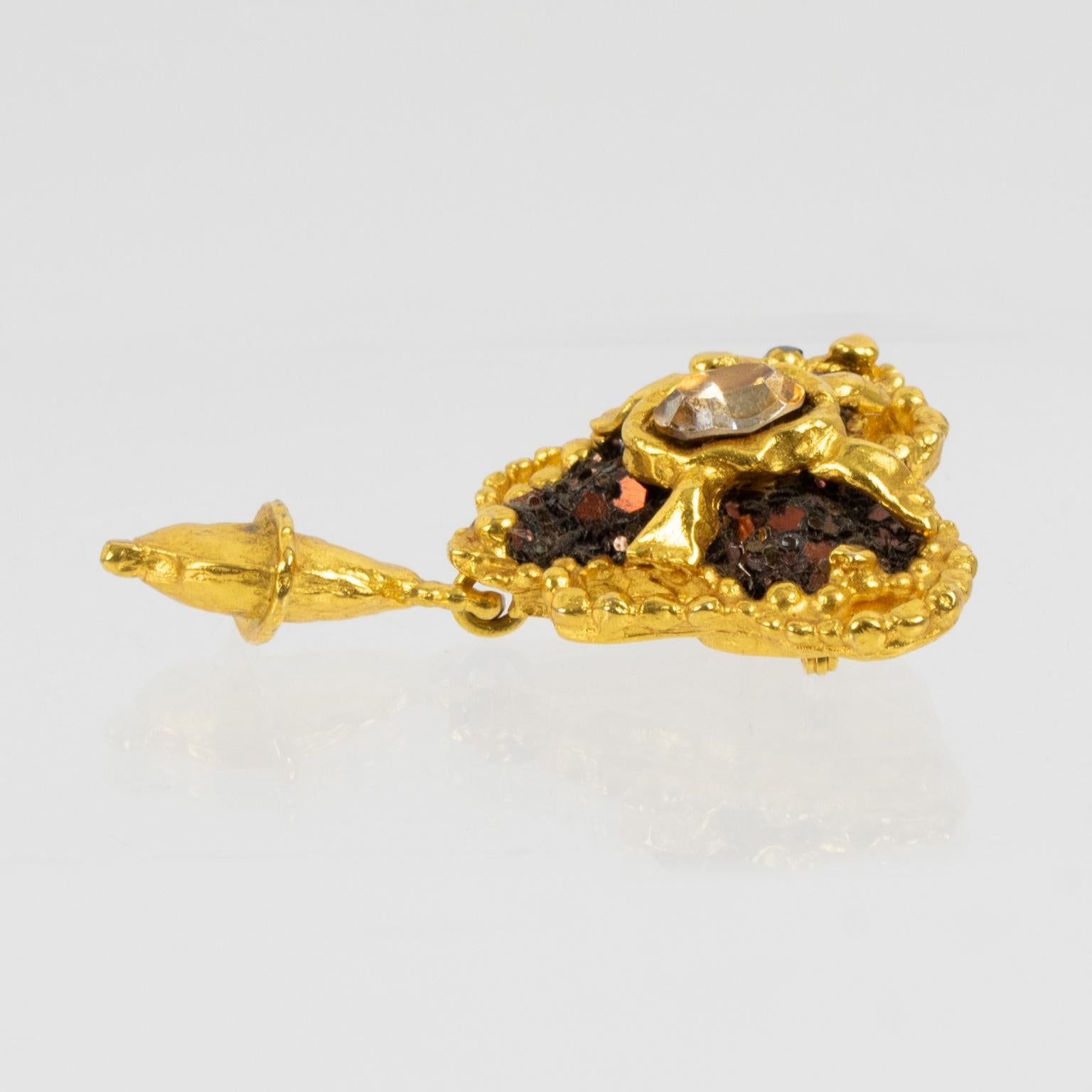 Spilla a cuore dorata e Jewell di Christian Lacroix in vendita 4