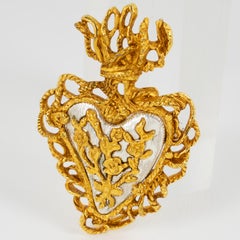 Christian Lacroix Gilded Heart Brooch for Noel 97 Limited Edition