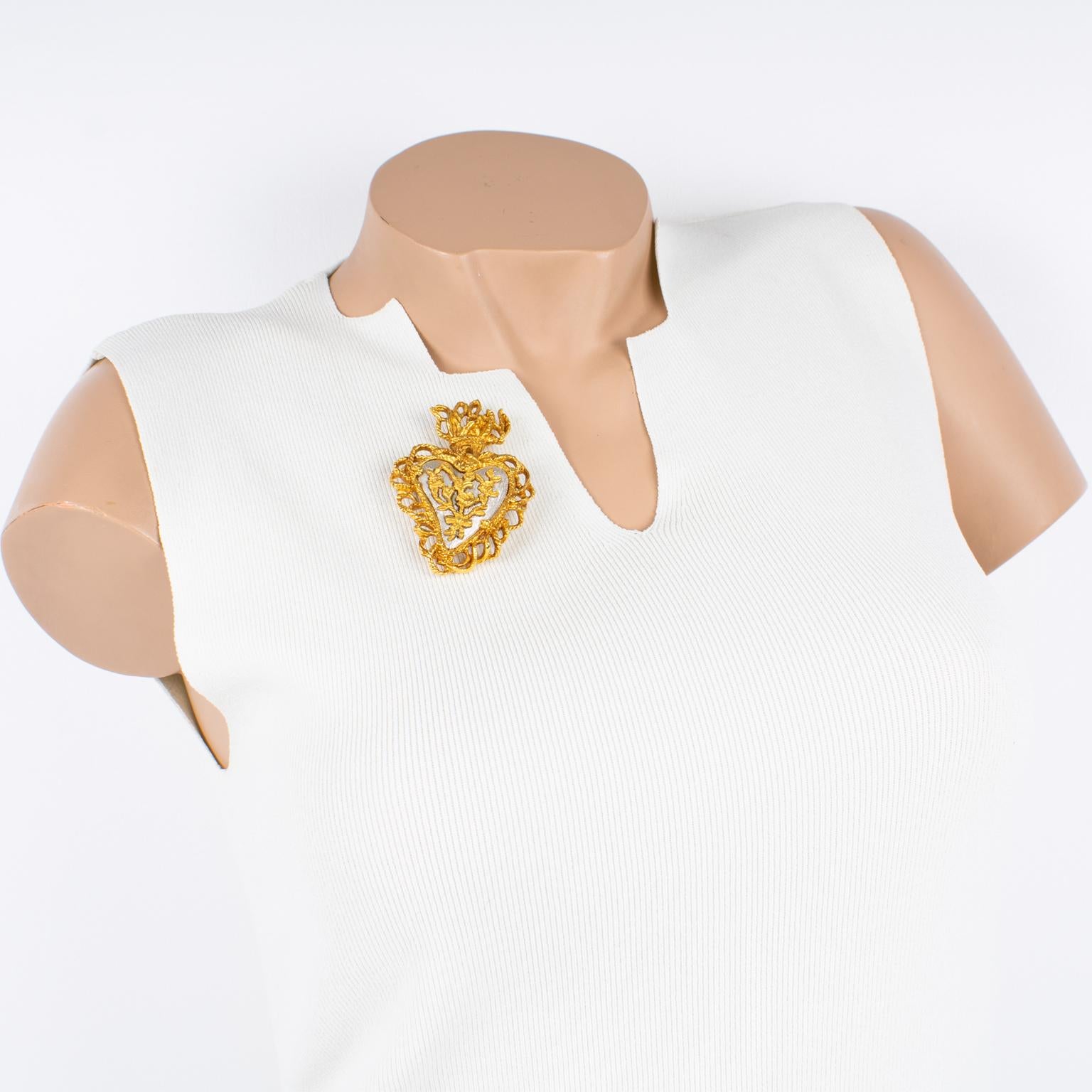 Christian Lacroix Vergoldete Herzbrosche für Noel 97, limitierte Auflage (Moderne) im Angebot