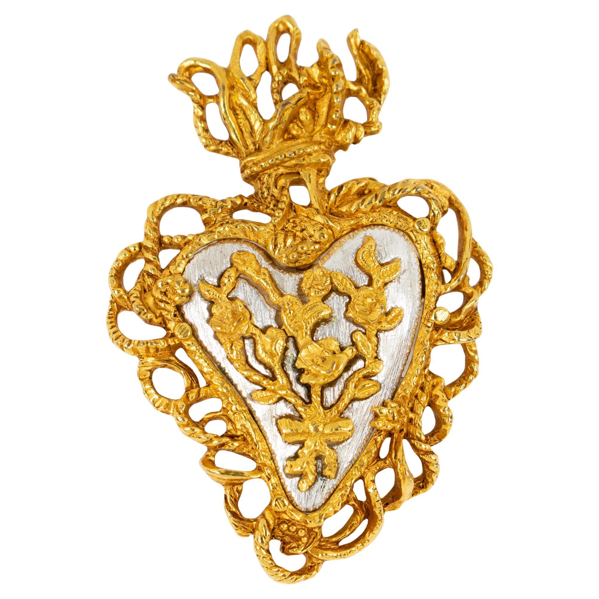 Christian Lacroix Vergoldete Herzbrosche für Noel 97, limitierte Auflage im Angebot