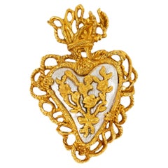 Christian Lacroix Vergoldete Herzbrosche für Noel 97, limitierte Auflage