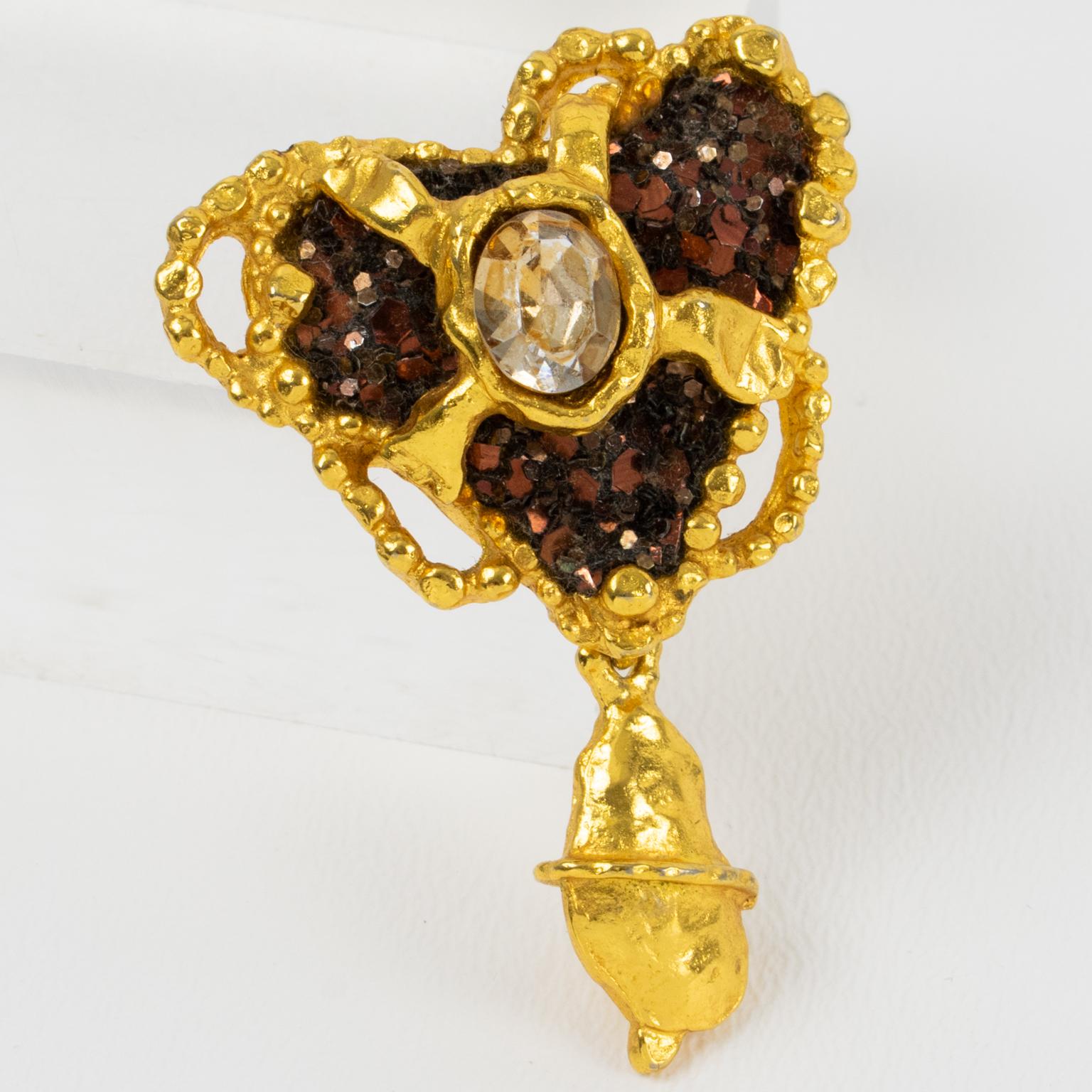 Spilla a cuore dorata e Jewell di Christian Lacroix in vendita 3