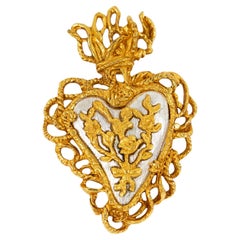 Christian Lacroix Gilded Heart Brooch for Noel 97 Limited Edition