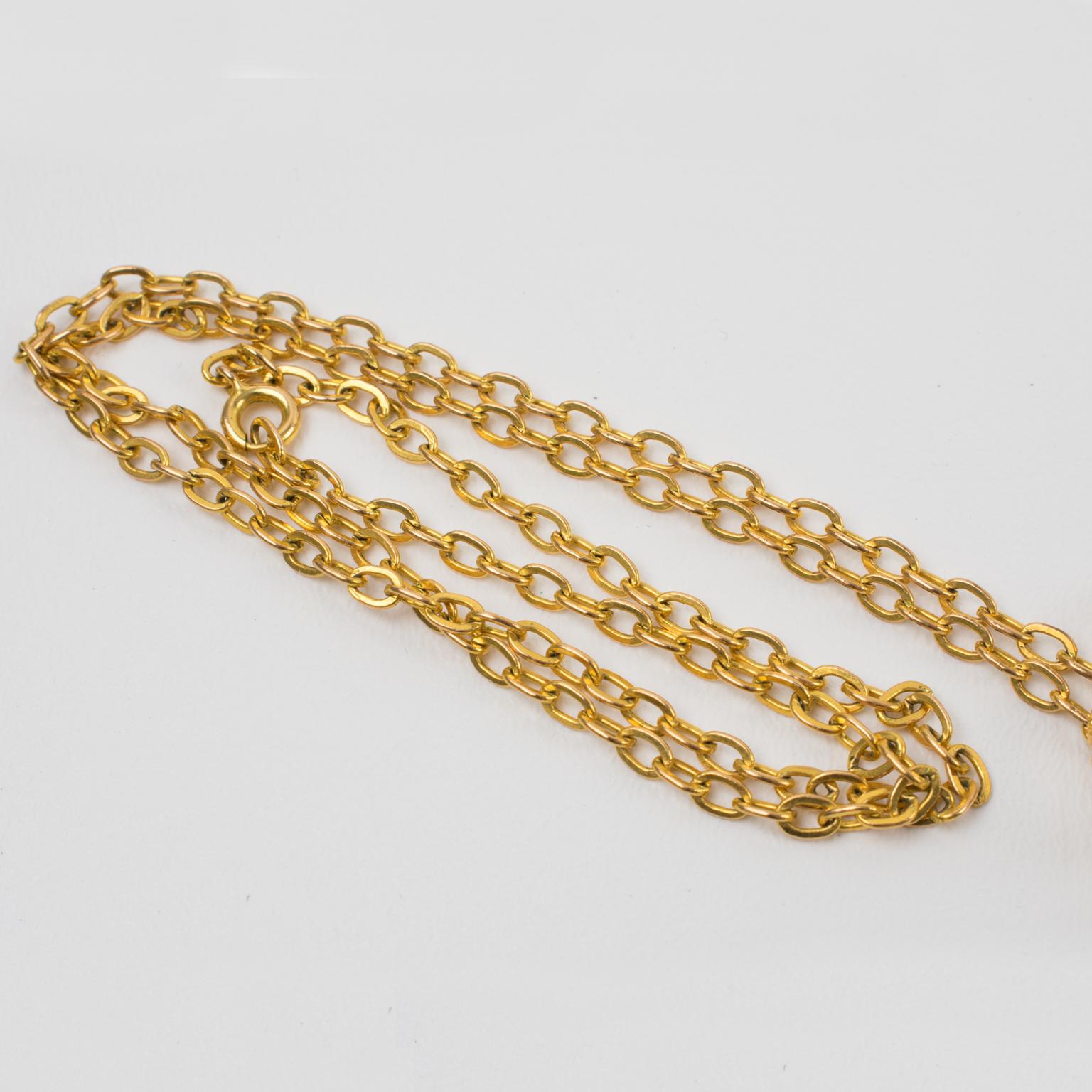 Christian Lacroix Collana con ciondolo a catena in metallo dorato in vendita 5