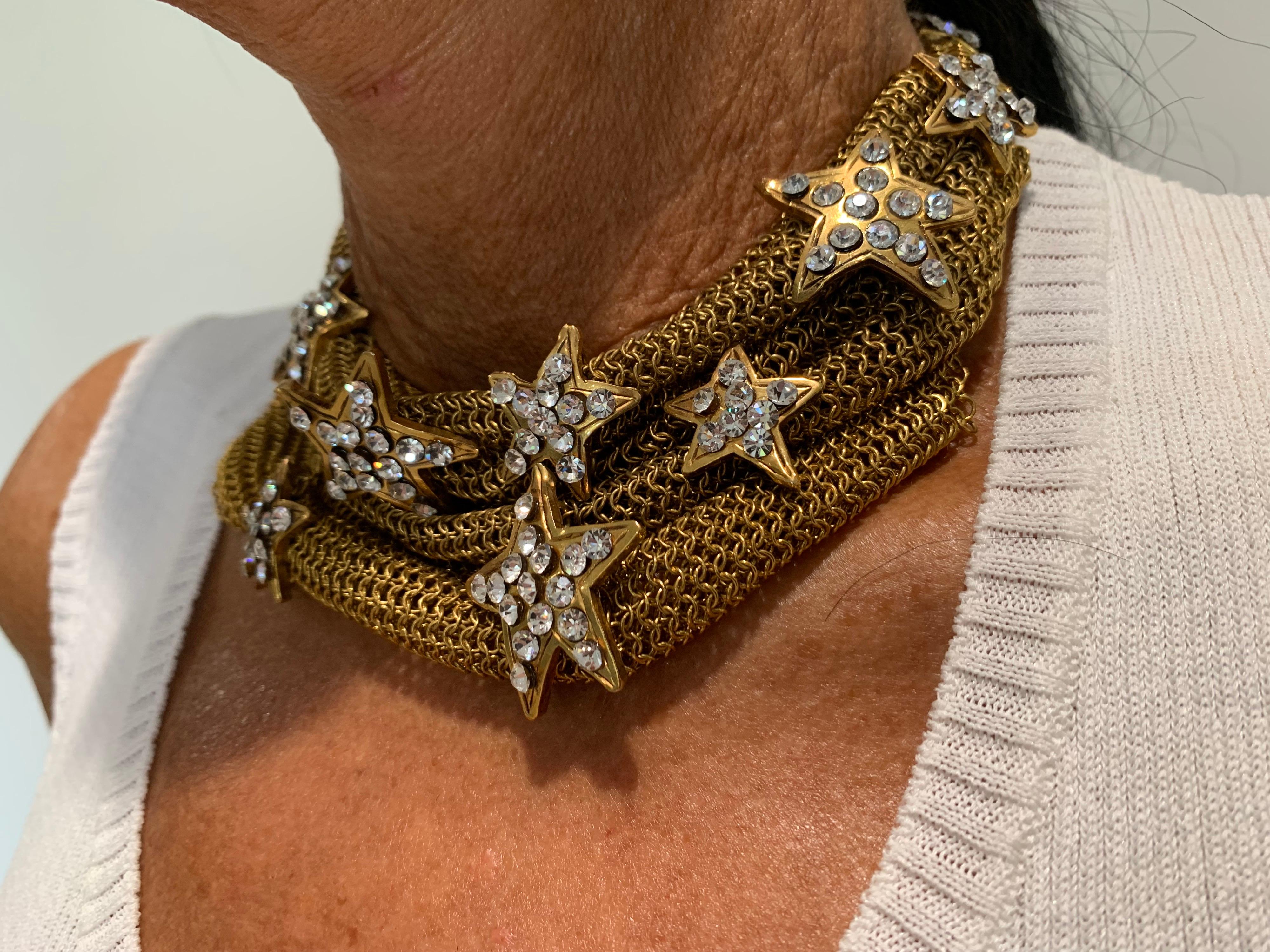 Women's Christian Lacroix Gilt Star Diamante Statement Necklace 