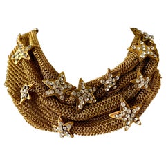Christian Lacroix Gilt Star Diamante Statement Necklace