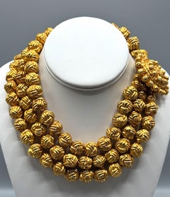Christian Lacroix Gold 3 Strand Bead Necklace