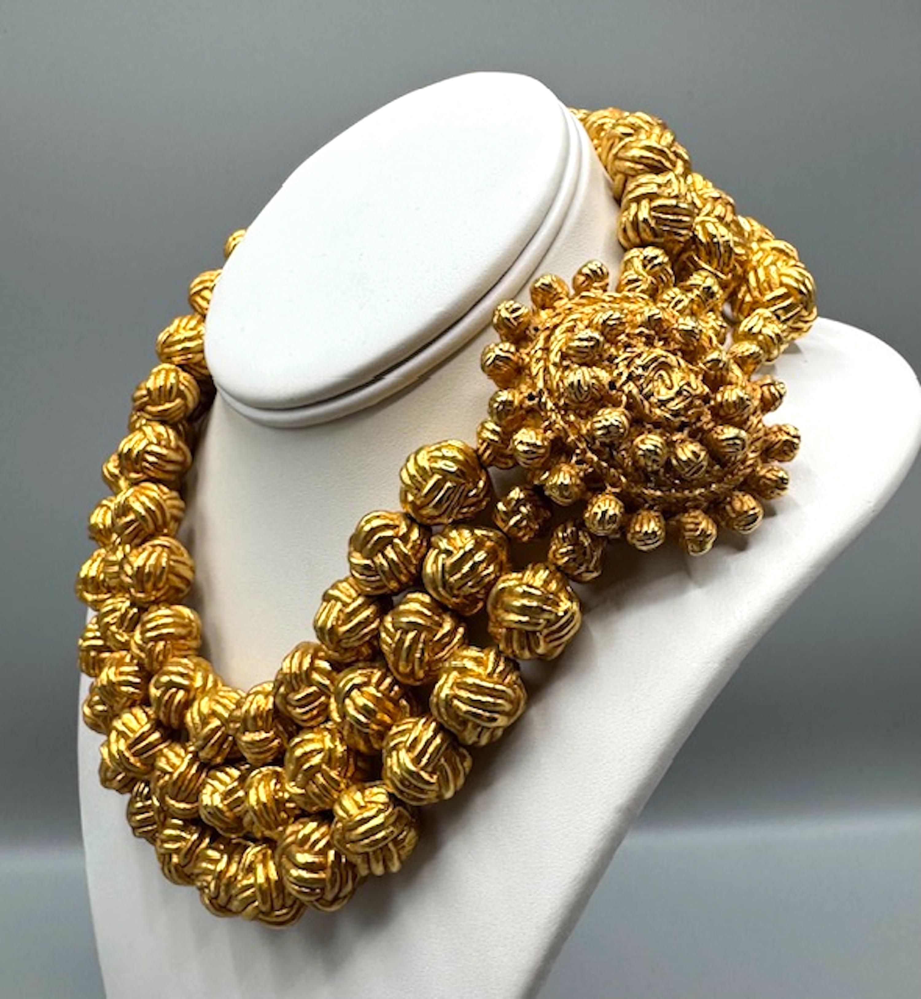 Christian Lacroix Gold 3 Strand Bead Necklace 4