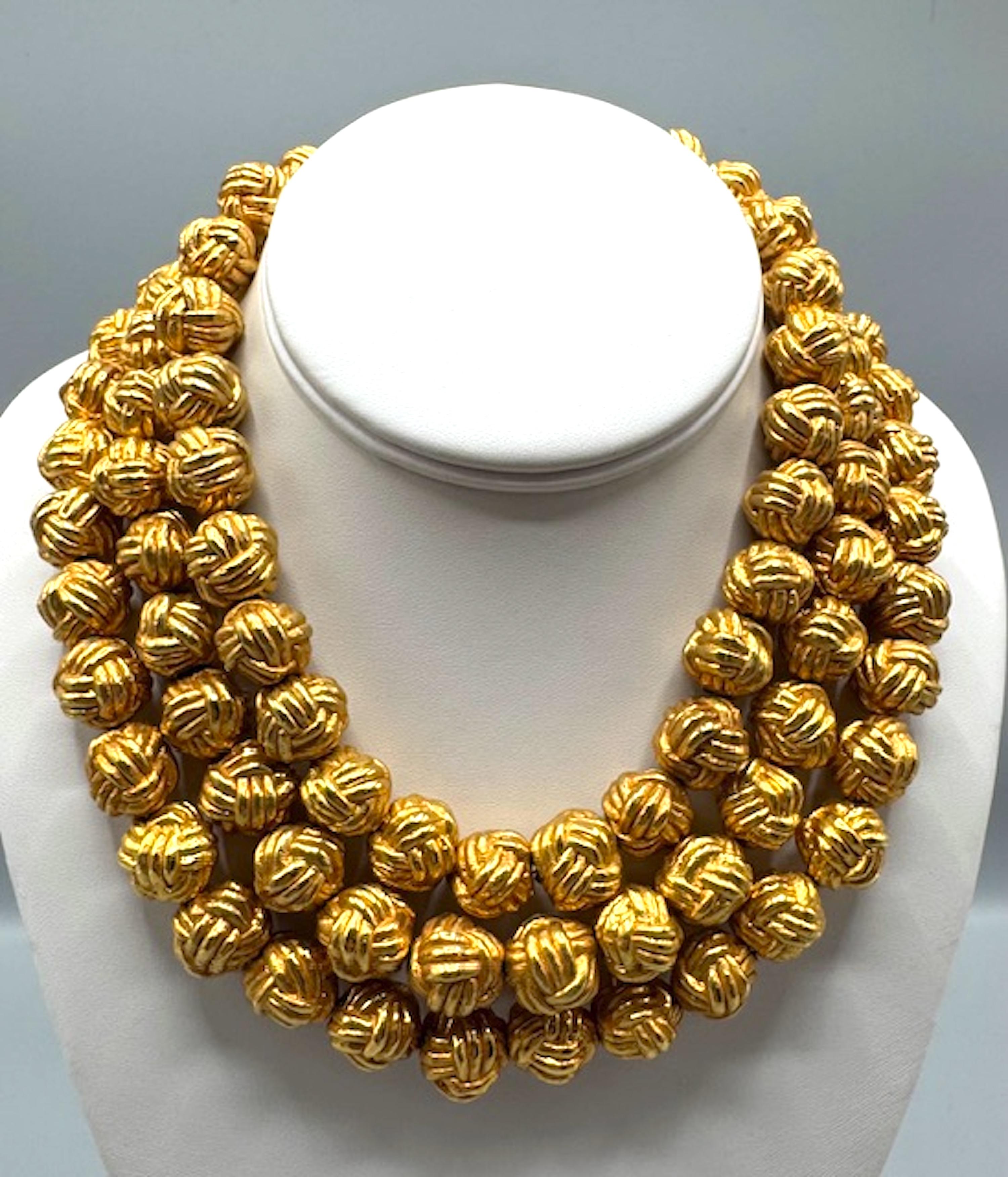 Christian Lacroix Gold 3 Strand Bead Necklace 5