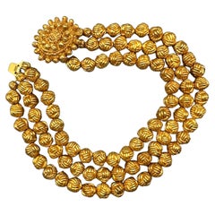 Christian Lacroix Gold 3 Strand Bead Necklace