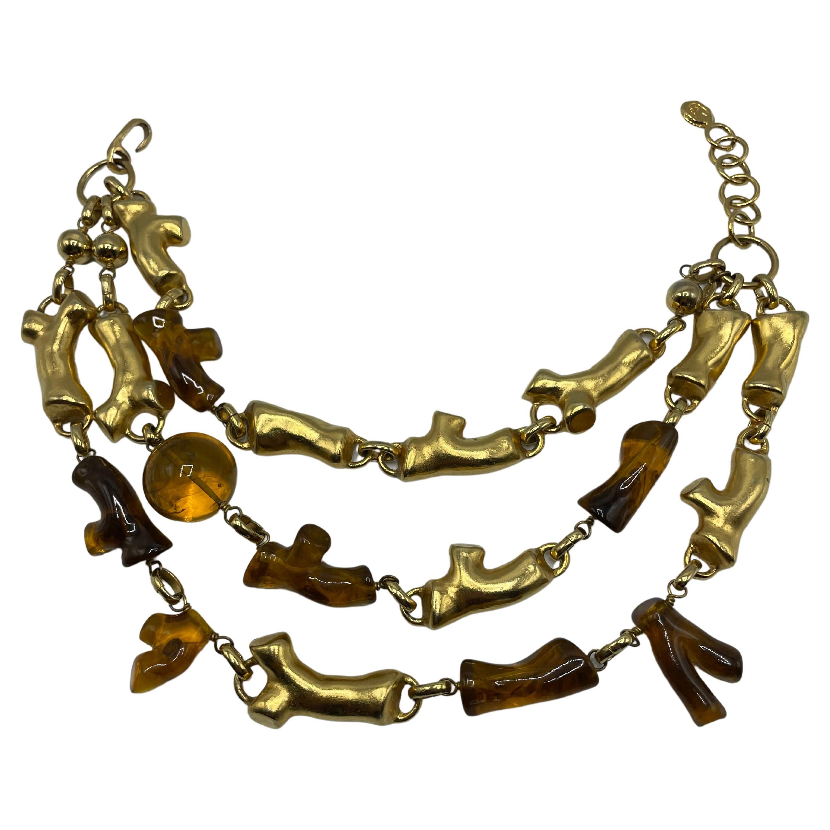 Christian Lacroix Gold Amber Necklace For Sale 3