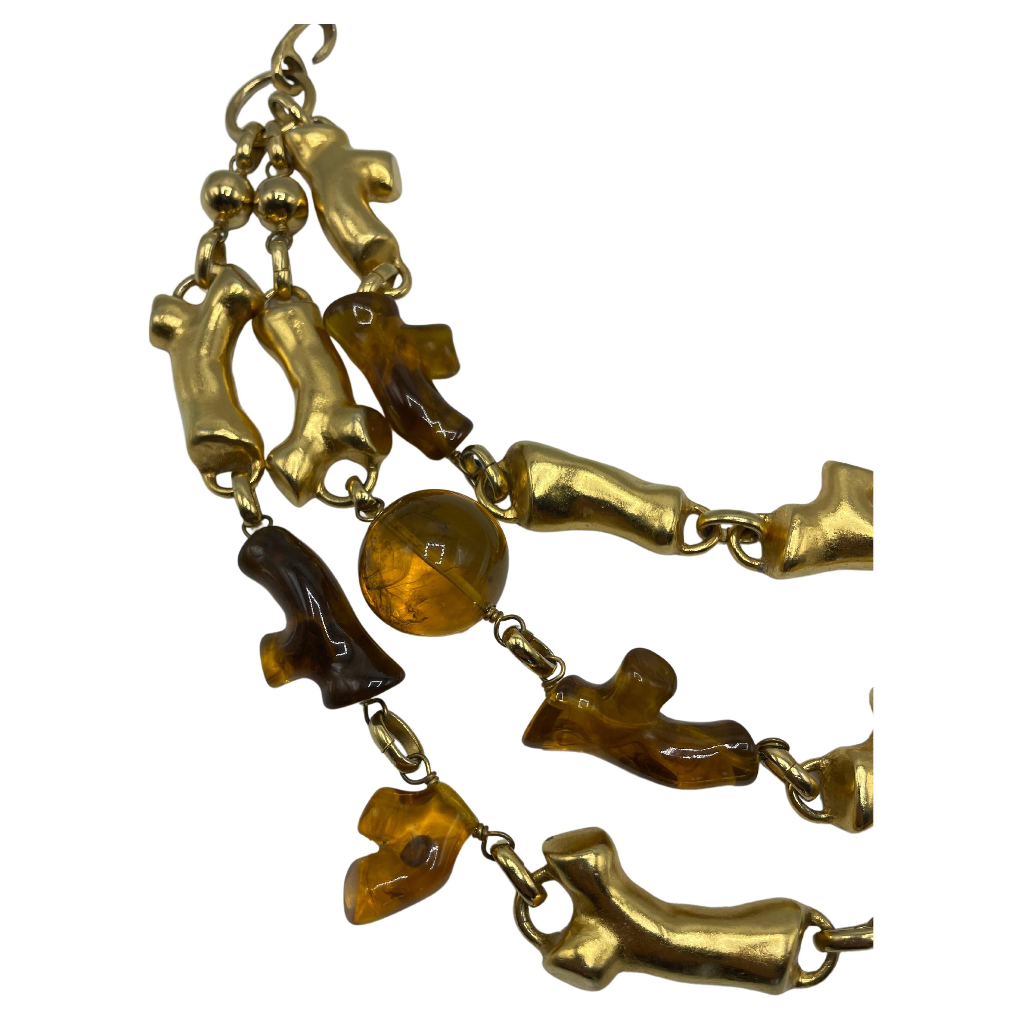 Christian Lacroix Gold Amber Necklace For Sale 1