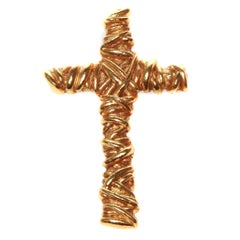 Christian Lacroix Gold Cross Brooch