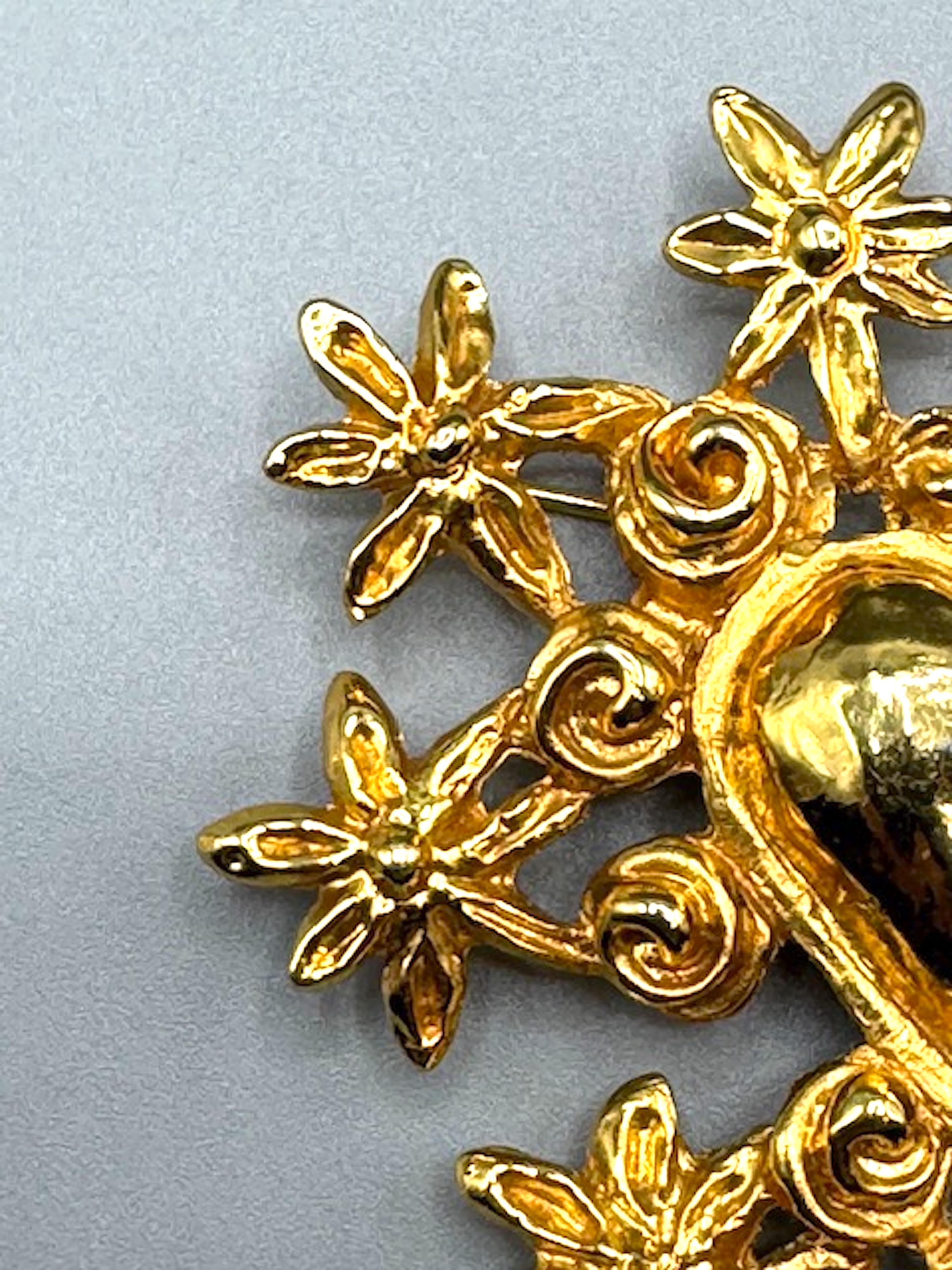 Women's or Men's Christian Lacroix Gold Heart & Flowers 1993 Noel Collection