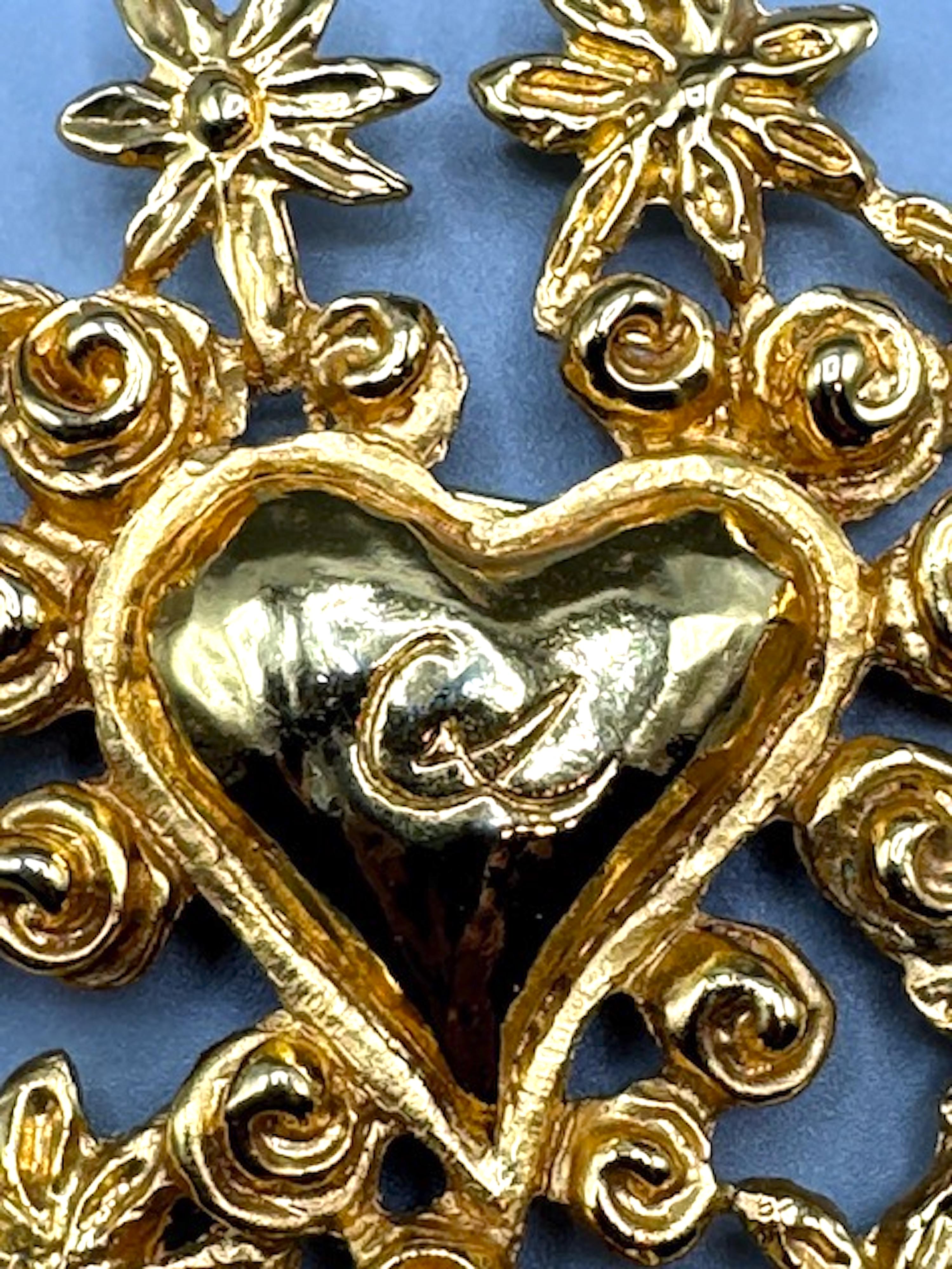 Christian Lacroix Gold Heart & Flowers 1993 Noel Collection 1