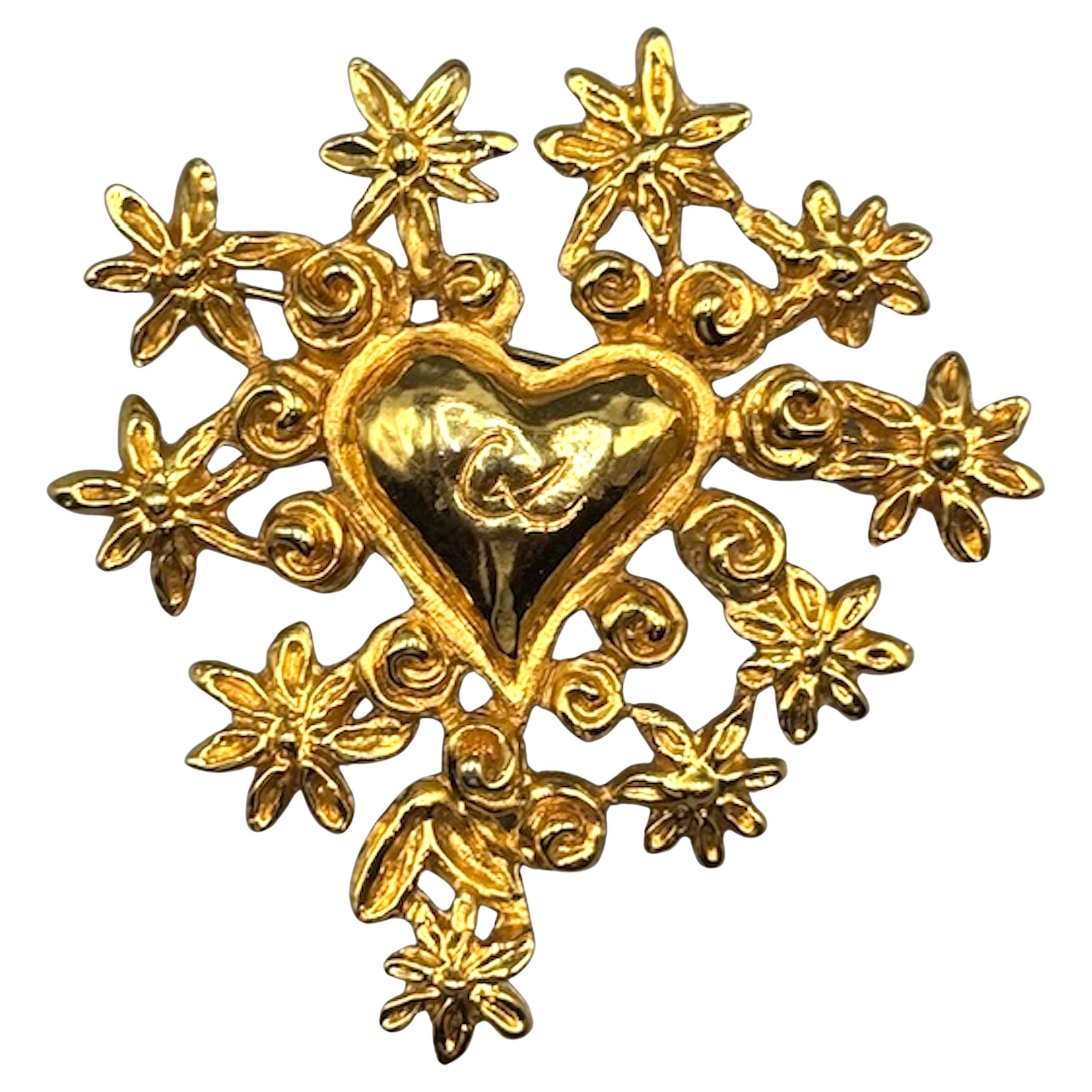 Christian Lacroix Gold Heart & Flowers 1993 Noel Collection