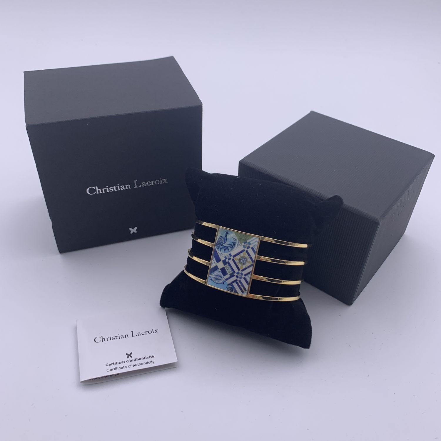 Christian Lacroix Gold Metal Ciel de Faience Bracelet Cuff Mint 1