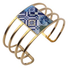 Christian Lacroix Gold Metal Ciel de Faience Bracelet Cuff Mint