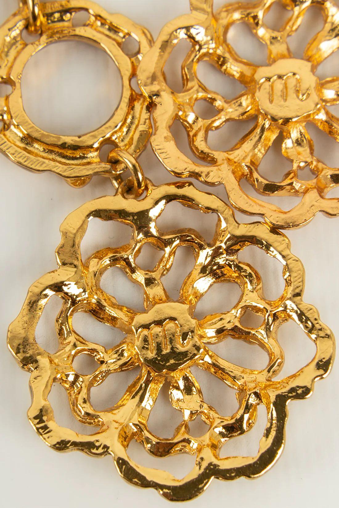 Christian Lacroix Gold Metal Clip Earrings For Sale 1