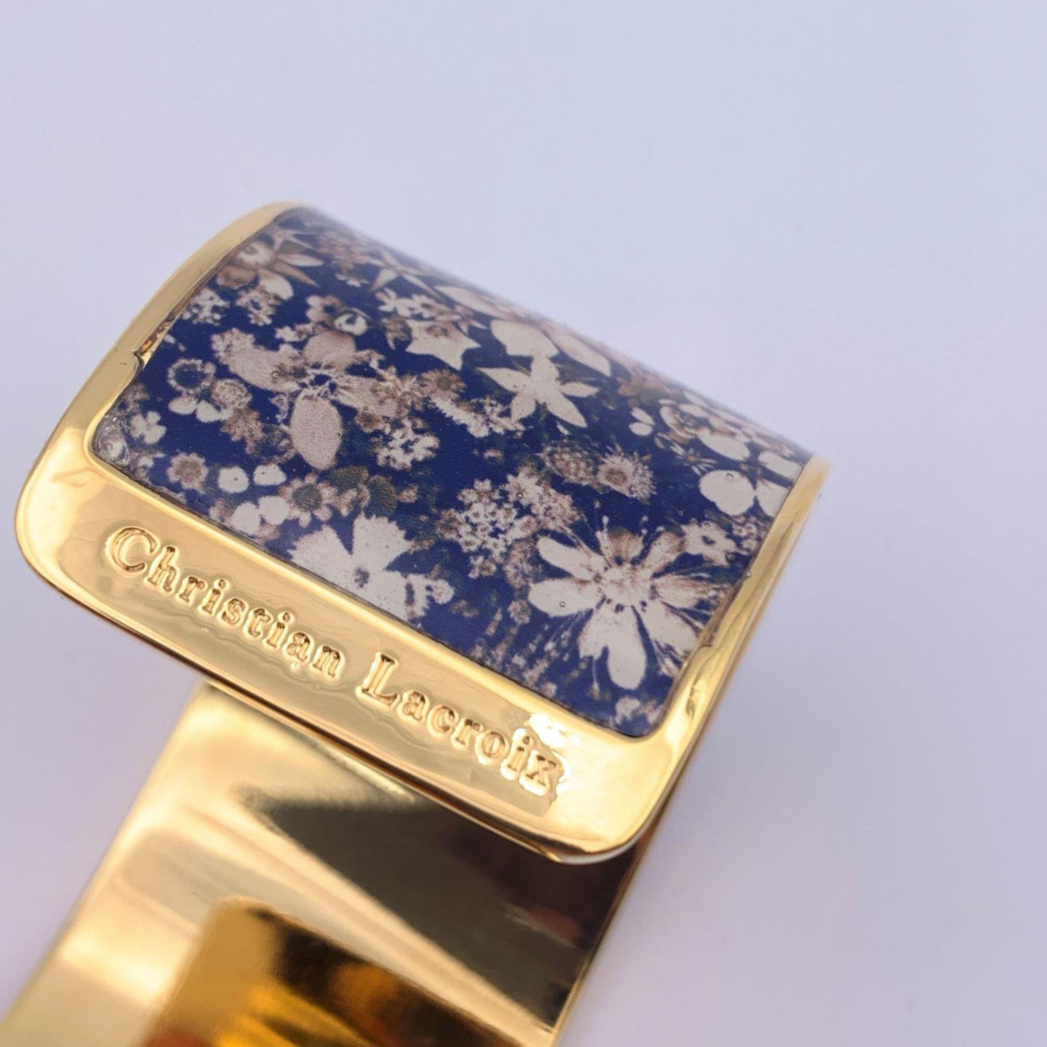 Christian Lacroix Gold Metal Floral Bracelet Cuff Mint 1