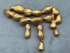 Christian Lacroix Gold Peanut Textured Brooch