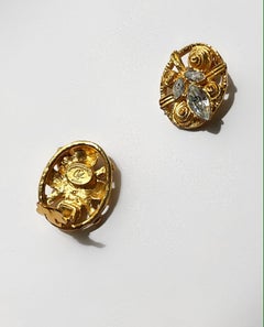 Christian Lacroix Gold Plate and Swarovski Crystal Clip On Earrings