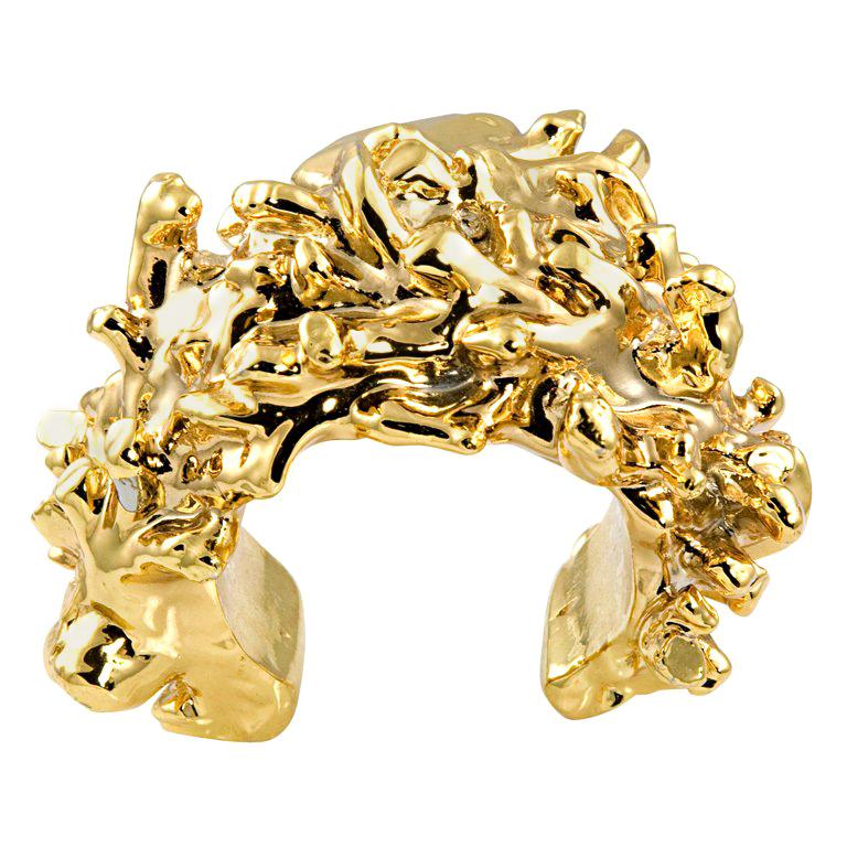 Christian Lacroix Gold Plated Resin Cuff For Sale